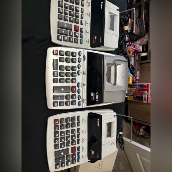 LOT OF 3 VINTAGE Electronic Printing Calculators Canon P170-DH & MP18DII - Picture 1 of 16